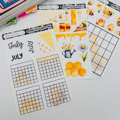 Buzzing Bees Monthly Layout Sticker Kit