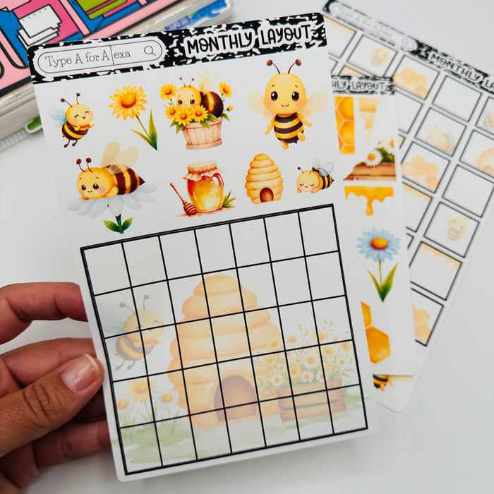 Buzzing Bees Monthly Layout Sticker Kit