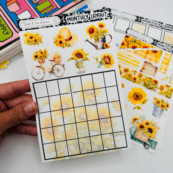 Sunflower Monthly Layout Sticker Kit