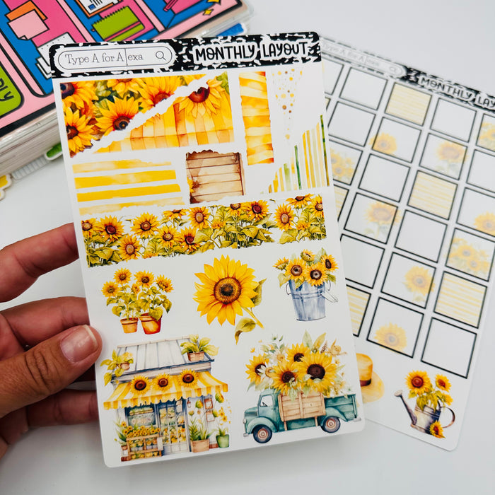 Sunflower Monthly Layout Sticker Kit