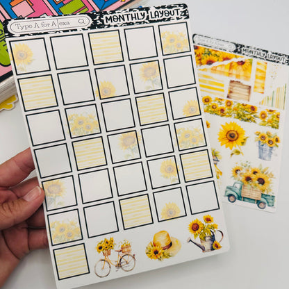 Sunflower Monthly Layout Sticker Kit