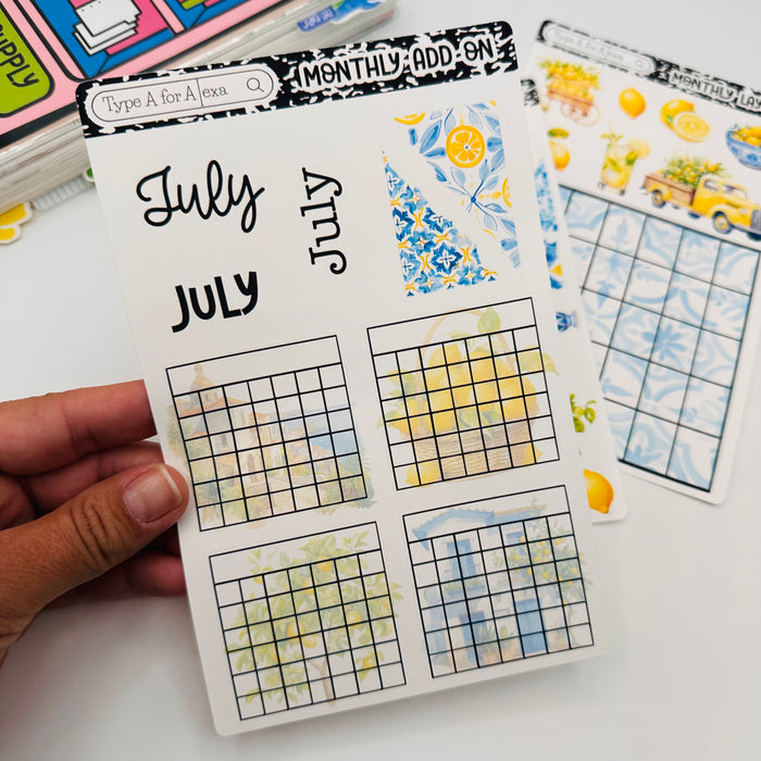 Summer Lemons Monthly Layout Sticker Kit