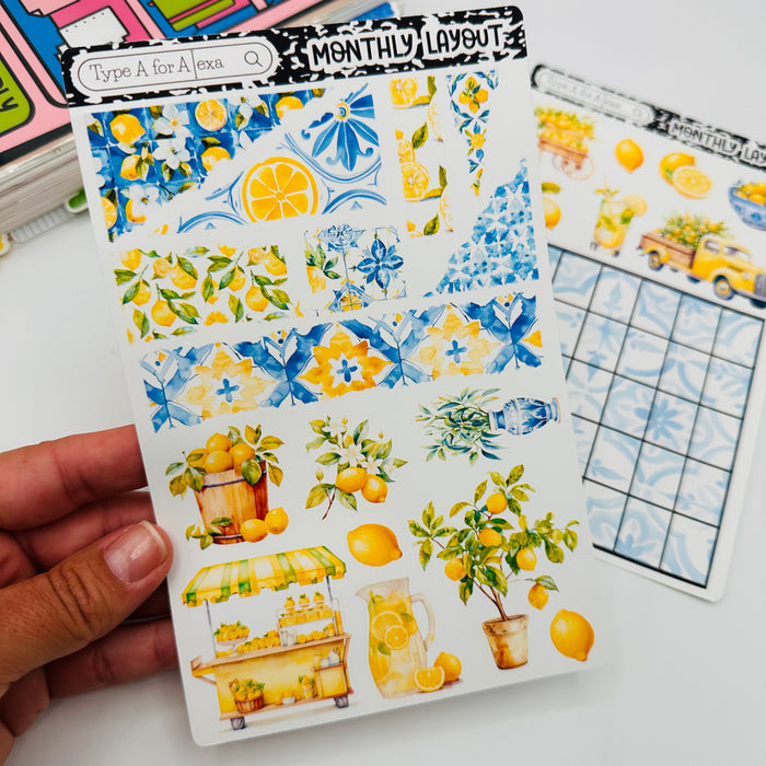 Summer Lemons Monthly Layout Sticker Kit