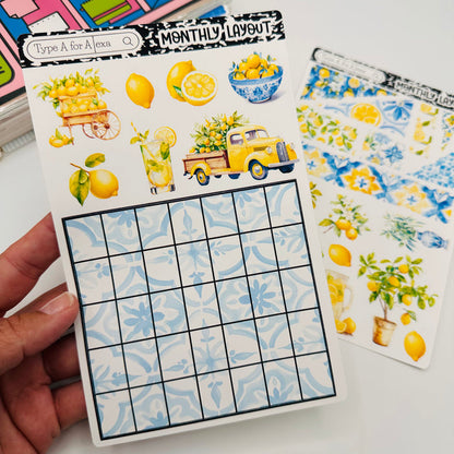 Summer Lemons Monthly Layout Sticker Kit