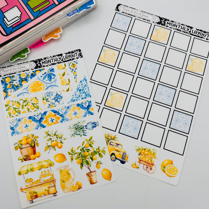 Summer Lemons Monthly Layout Sticker Kit