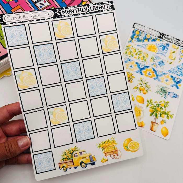 Summer Lemons Monthly Layout Sticker Kit