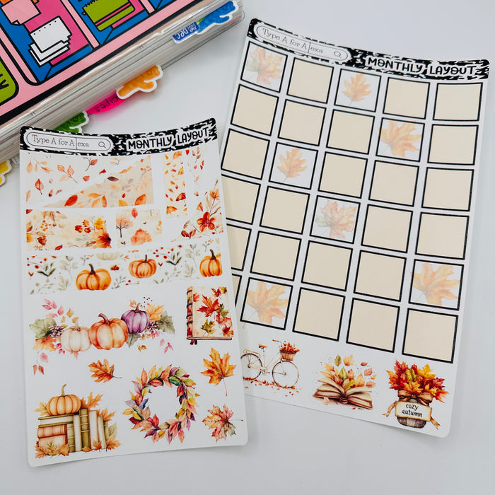 Fall Leaves Monthly Layout Sticker Kit