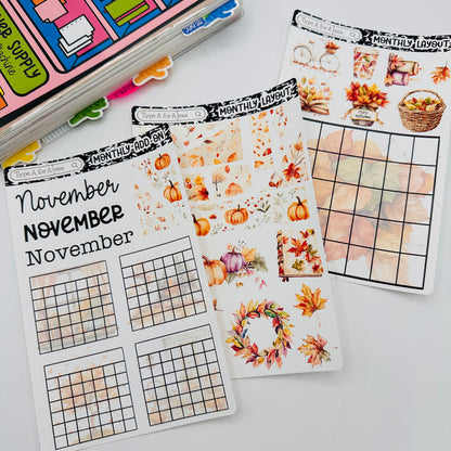 Fall Leaves Monthly Layout Sticker Kit