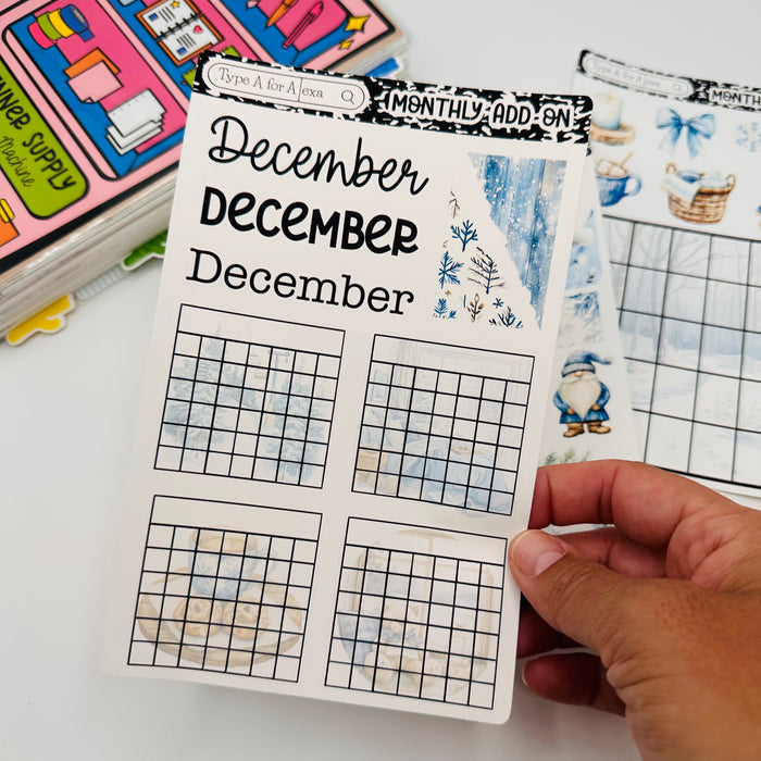 Winter Frost Planner Monthly Layout Sticker Kit