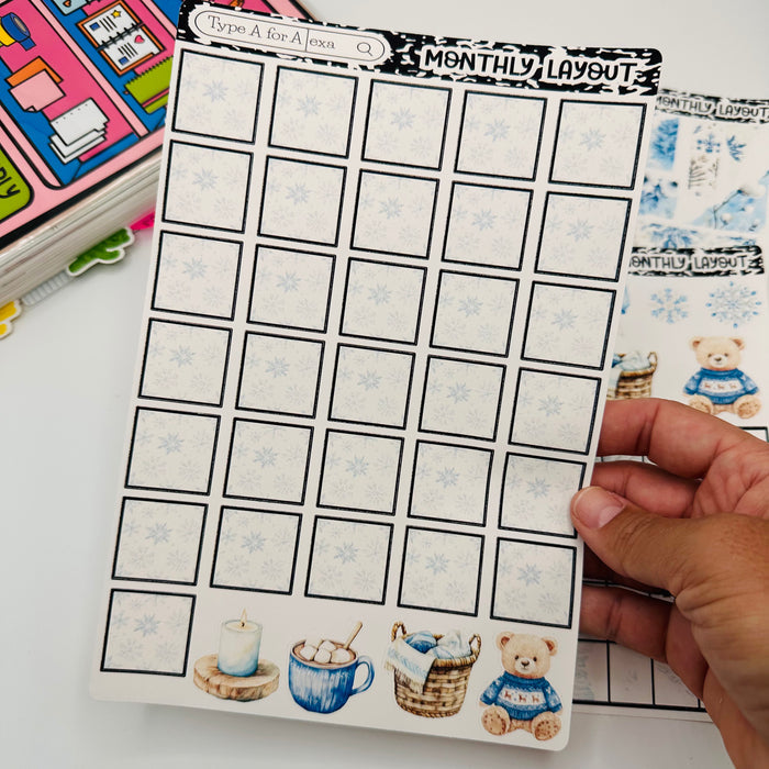 Winter Frost Planner Monthly Layout Sticker Kit