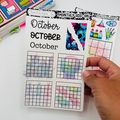 Neon Halloween Monthly Layout Sticker Kit