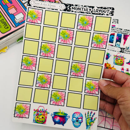 Neon Halloween Monthly Layout Sticker Kit