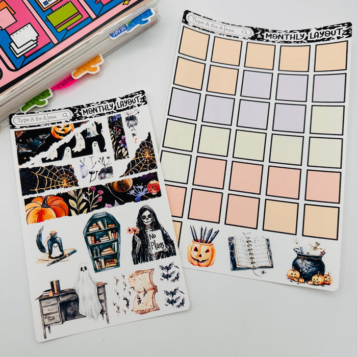 Halloween Planner Monthly Layout Sticker Kit