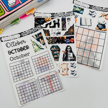 Halloween Planner Monthly Layout Sticker Kit