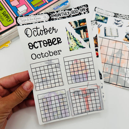 Halloween Planner Monthly Layout Sticker Kit