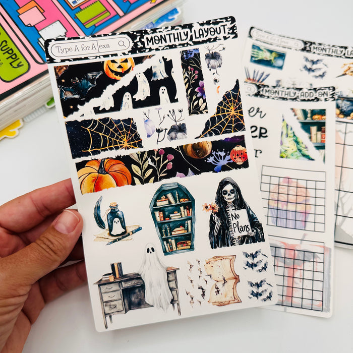 Halloween Planner Monthly Layout Sticker Kit