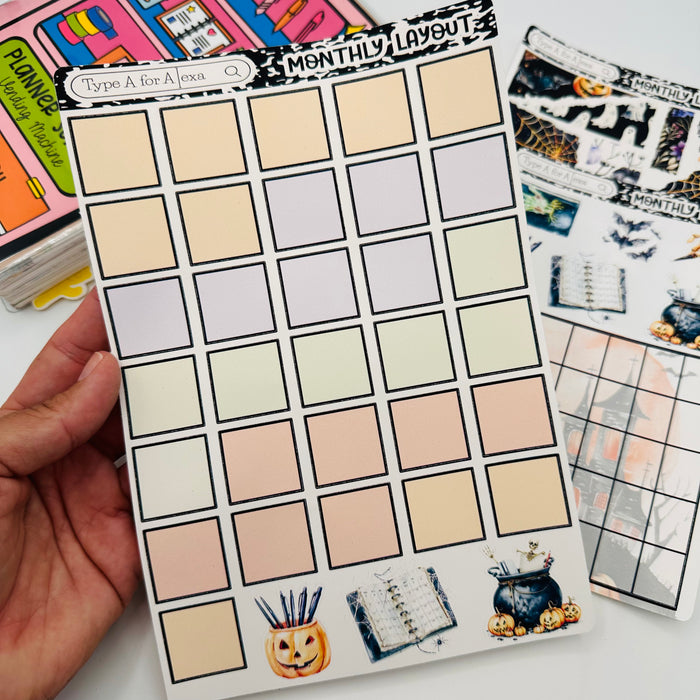 Halloween Planner Monthly Layout Sticker Kit