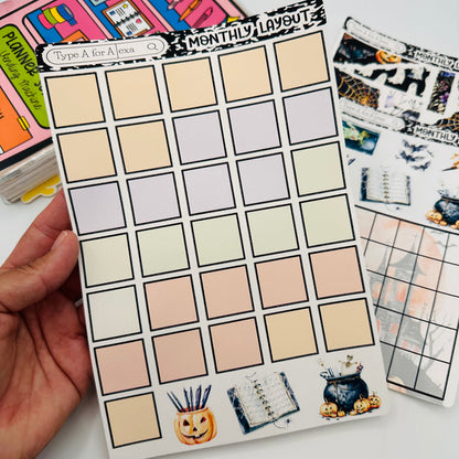 Halloween Planner Monthly Layout Sticker Kit
