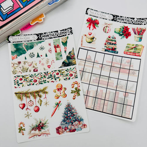 Christmas Planner Monthly Layout Sticker Kit