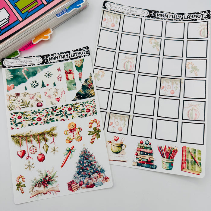 Christmas Planner Monthly Layout Sticker Kit