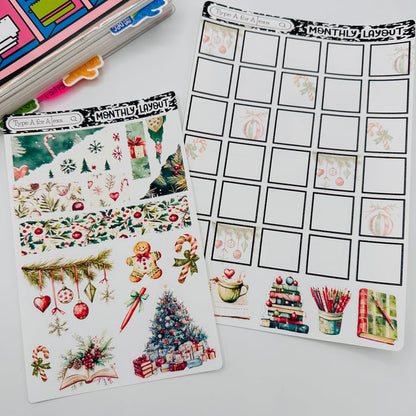 Christmas Planner Monthly Layout Sticker Kit
