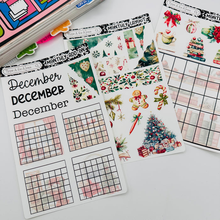 Christmas Planner Monthly Layout Sticker Kit