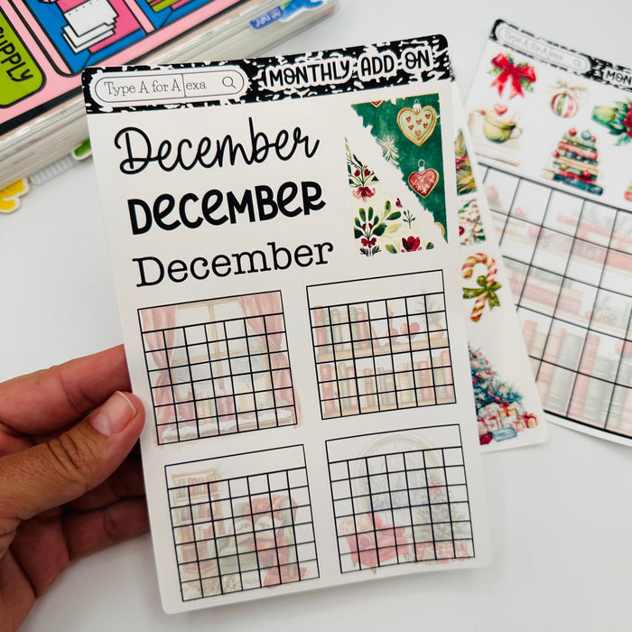 Christmas Planner Monthly Layout Sticker Kit