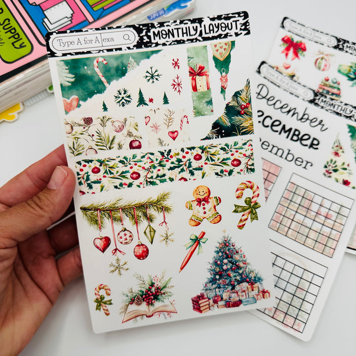 Christmas Planner Monthly Layout Sticker Kit
