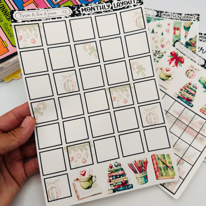 Christmas Planner Monthly Layout Sticker Kit
