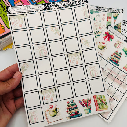Christmas Planner Monthly Layout Sticker Kit