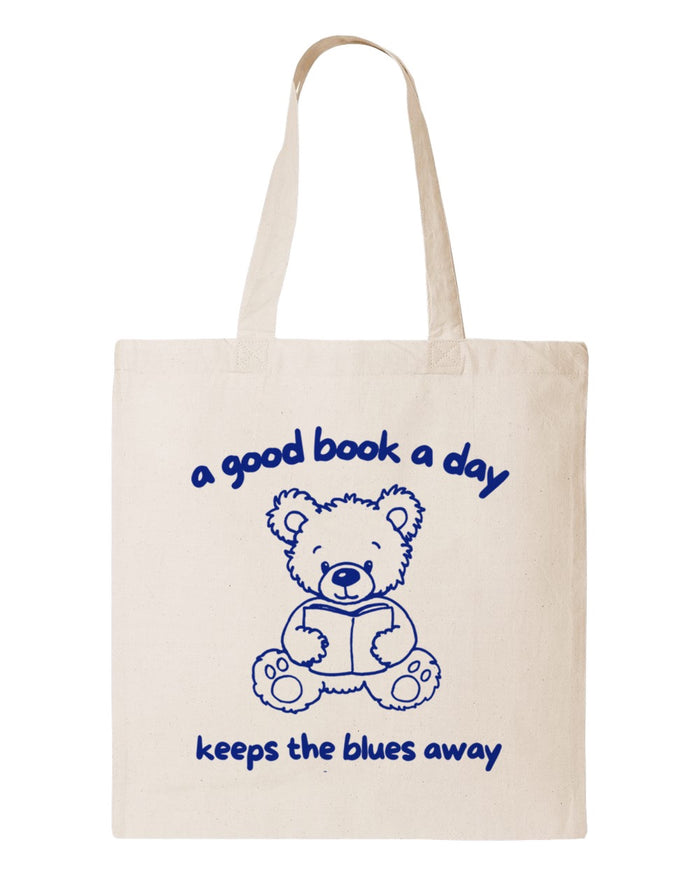 A Book A Day Keeps The Blues Away - Tote / Natural