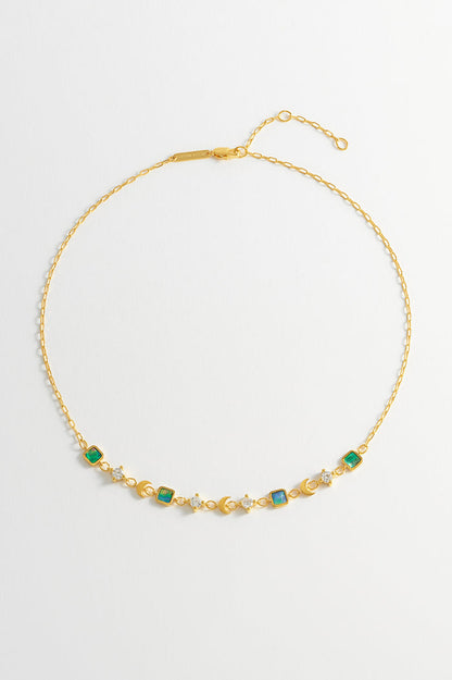 Abalone CZ Moon Necklace