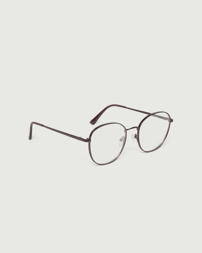 Bronze::Abbot Eyeglasses round brown metal front diagonal