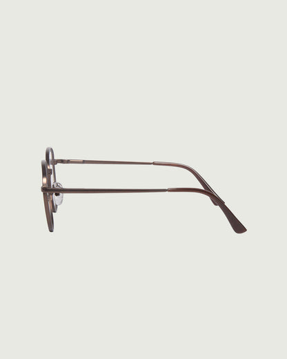 Bronze::Abbot Eyeglasses round brown metal side