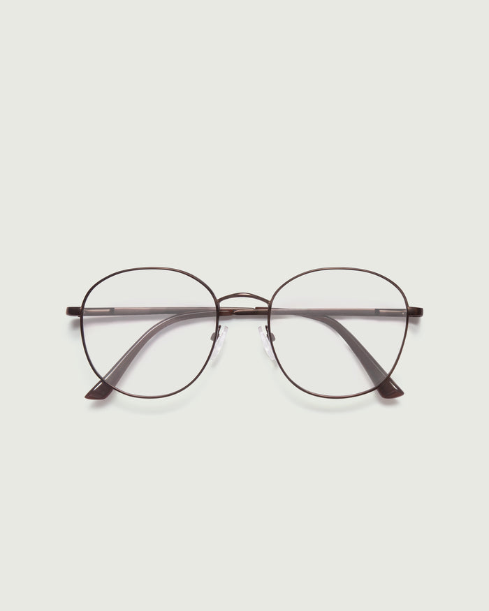 Bronze::Abbot Eyeglasses round brown metal top