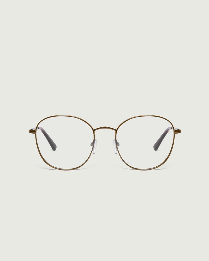 Rye::Abbot Eyeglasses round brown metal front