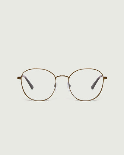Rye::Abbot Eyeglasses round brown metal front