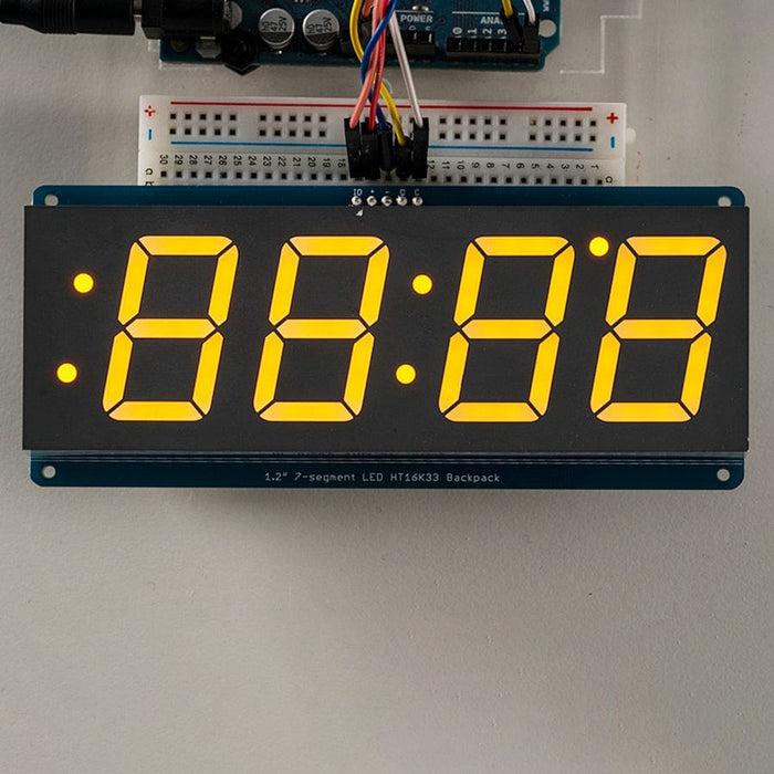 Adafruit 1.2" 4-Digit 7-Segment Display with an I2C Backpack - Yellow by Adafruit - The Pi Hut