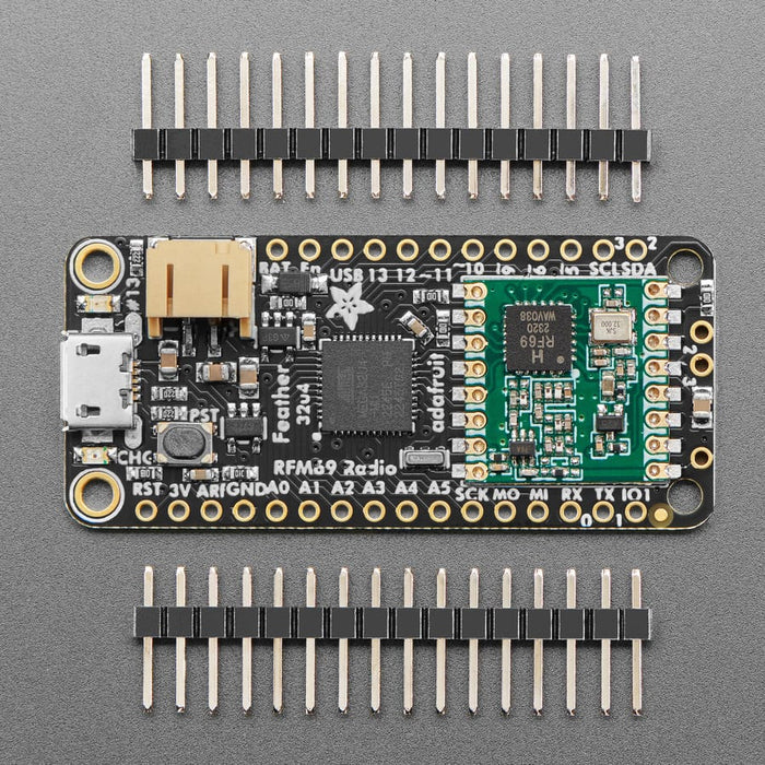 Adafruit Feather 32u4 RFM69HCW Packet Radio - 868 or 915 MHz (RadioFruit) by Adafruit - The Pi Hut