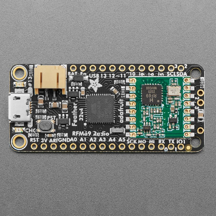 Adafruit Feather 32u4 RFM69HCW Packet Radio - 868 or 915 MHz (RadioFruit) by Adafruit - The Pi Hut