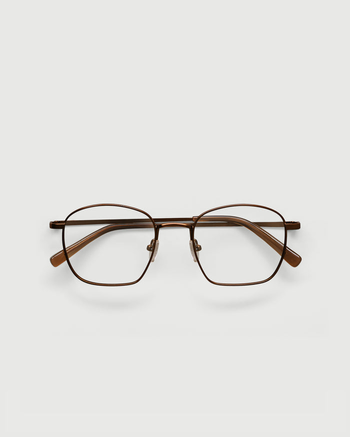 Bronze::Akira Eyeglasses square brown metal top