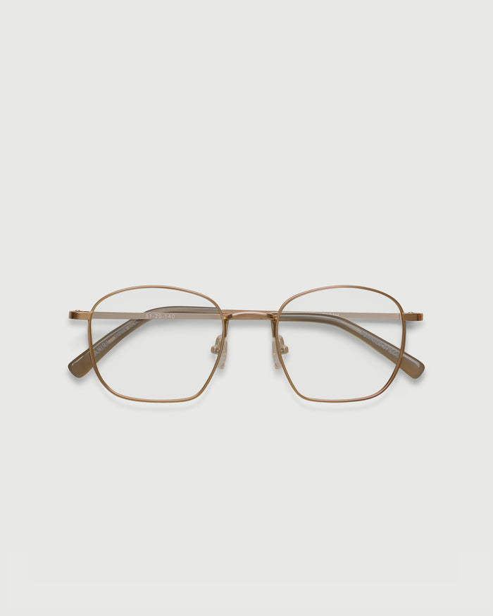 Tan::Akira Eyeglasses square brown metal top