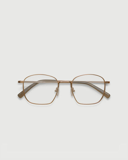 Tan::Akira Eyeglasses square brown metal top