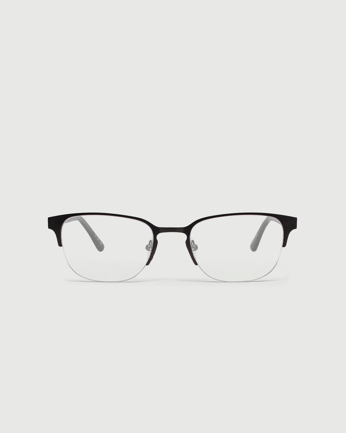 Gunmetal::Alber Eyeglasses browline gray metal front