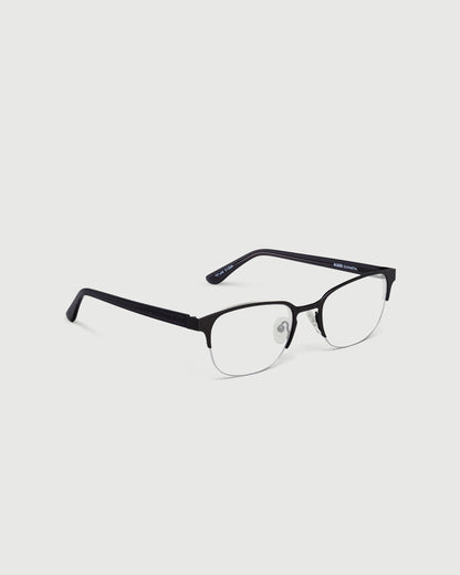 Gunmetal::Alber Eyeglasses browline gray metal front diagonal