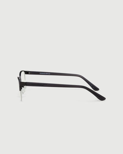 Gunmetal::Alber Eyeglasses browline gray metal side