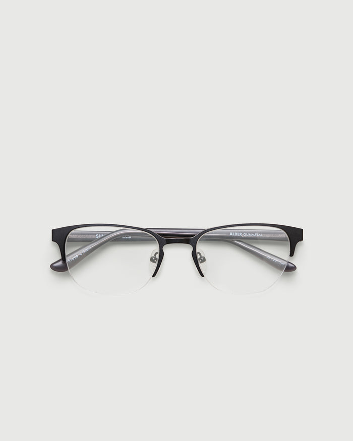 Gunmetal::Alber Eyeglasses browline gray metal top