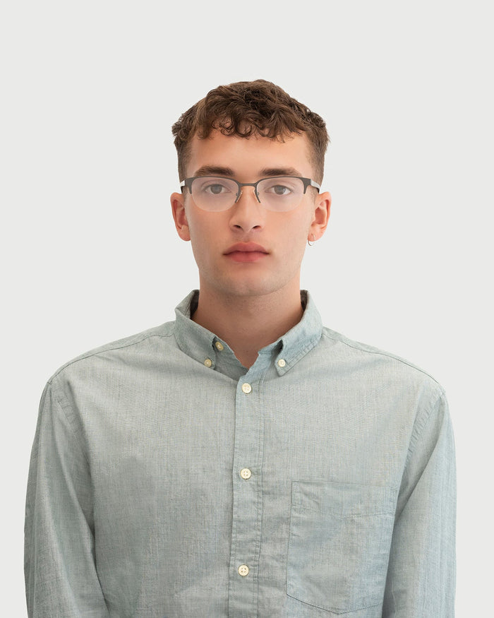lifestyle-Gunmetal::men Alber Eyeglasses browline gray metal