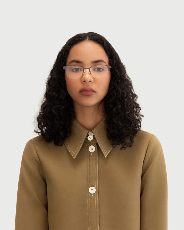lifestyle-Gunmetal::women Alber Eyeglasses browline gray metal