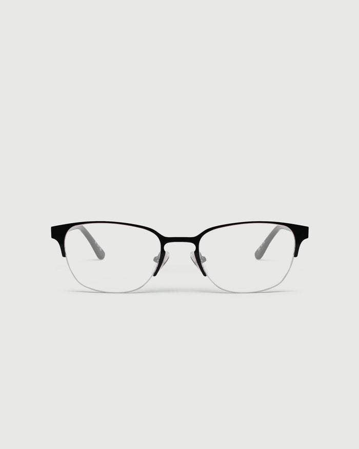 Ink::Alber Eyeglasses browline black metal front